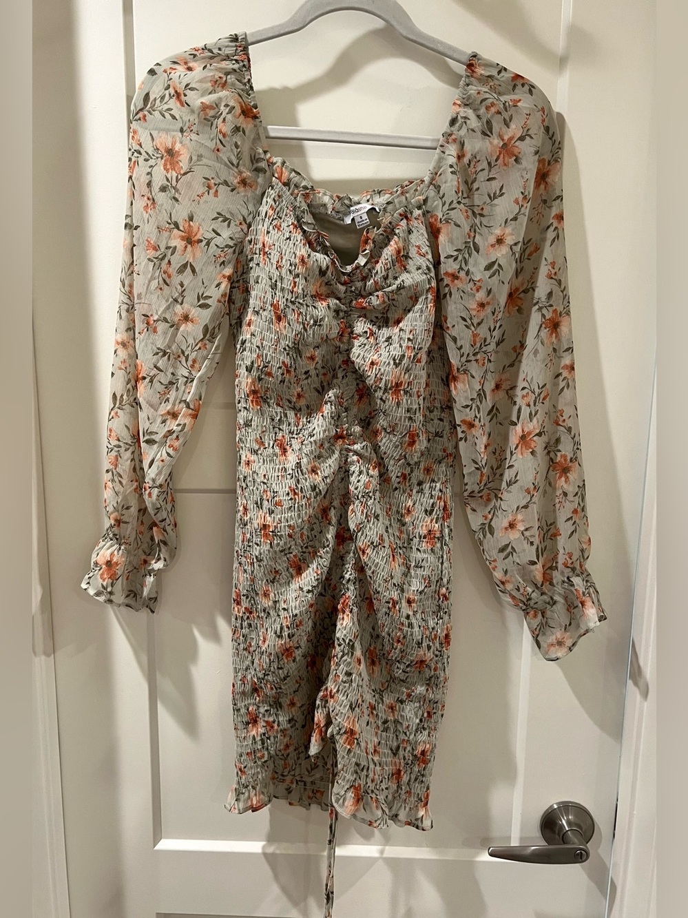 Sage Green Floral Smocked Mini Dress